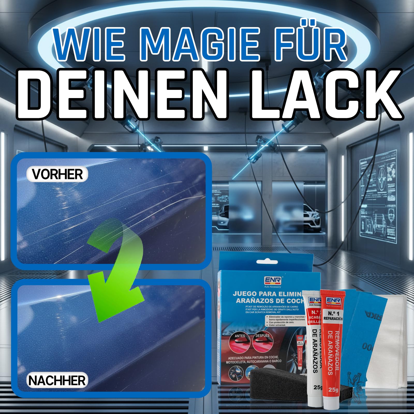 Enerfero Reparador de arañazos,Pulimento Coche Arañazos,Aporta Brillo y Protección,Restos de Pintura y Manchas Persistentes,Fácil Aplicación,50g - 4