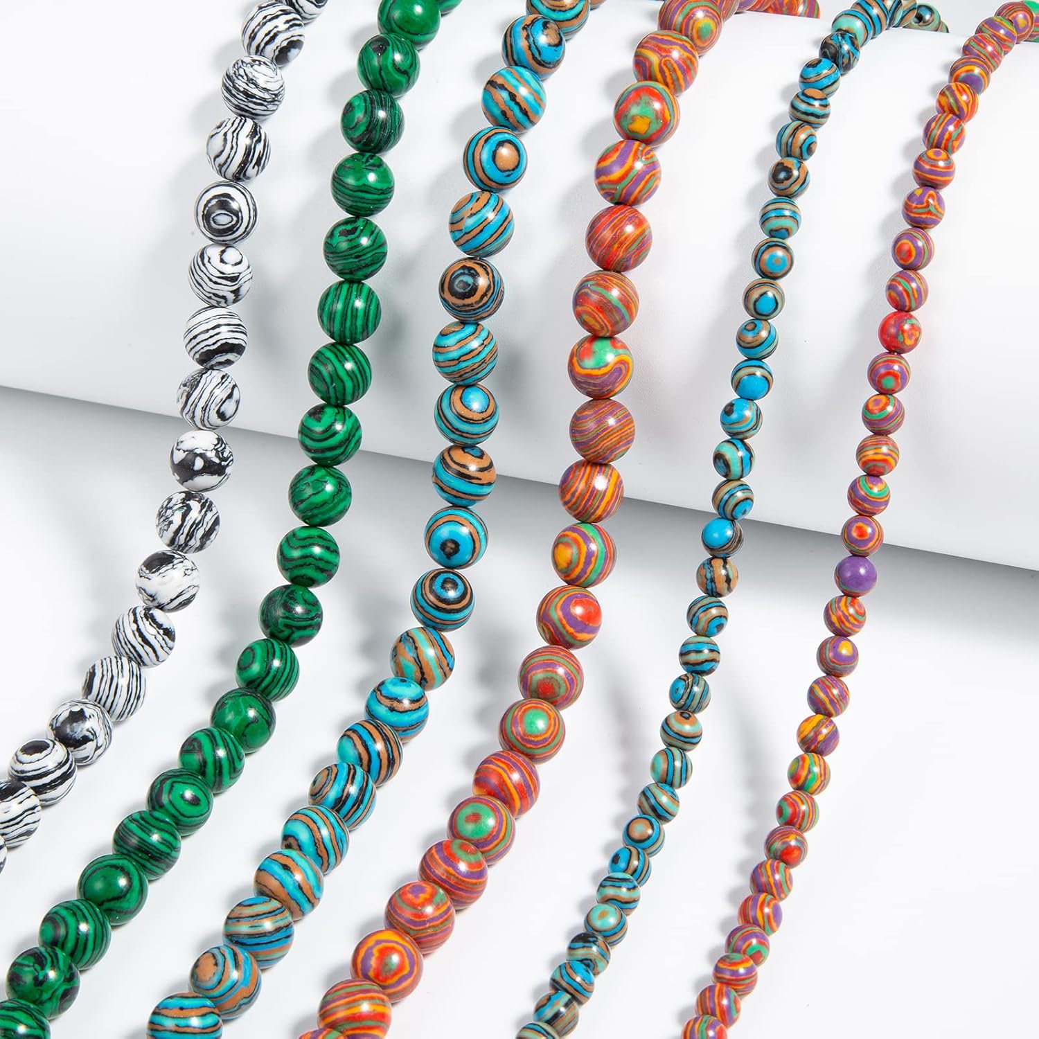 Natural Stone Beads, Beads for Bracelets Making, Bracelet Making Kit Beads, Malachite Beads for Jewelry Making, Crafting to Relieve Anxiety (8mm 190pcs) 190pcs 8mm Glass Beads