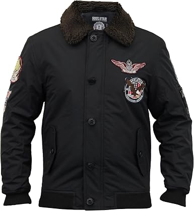SoulStar Mens Flying Jacket Coat Sherpa 