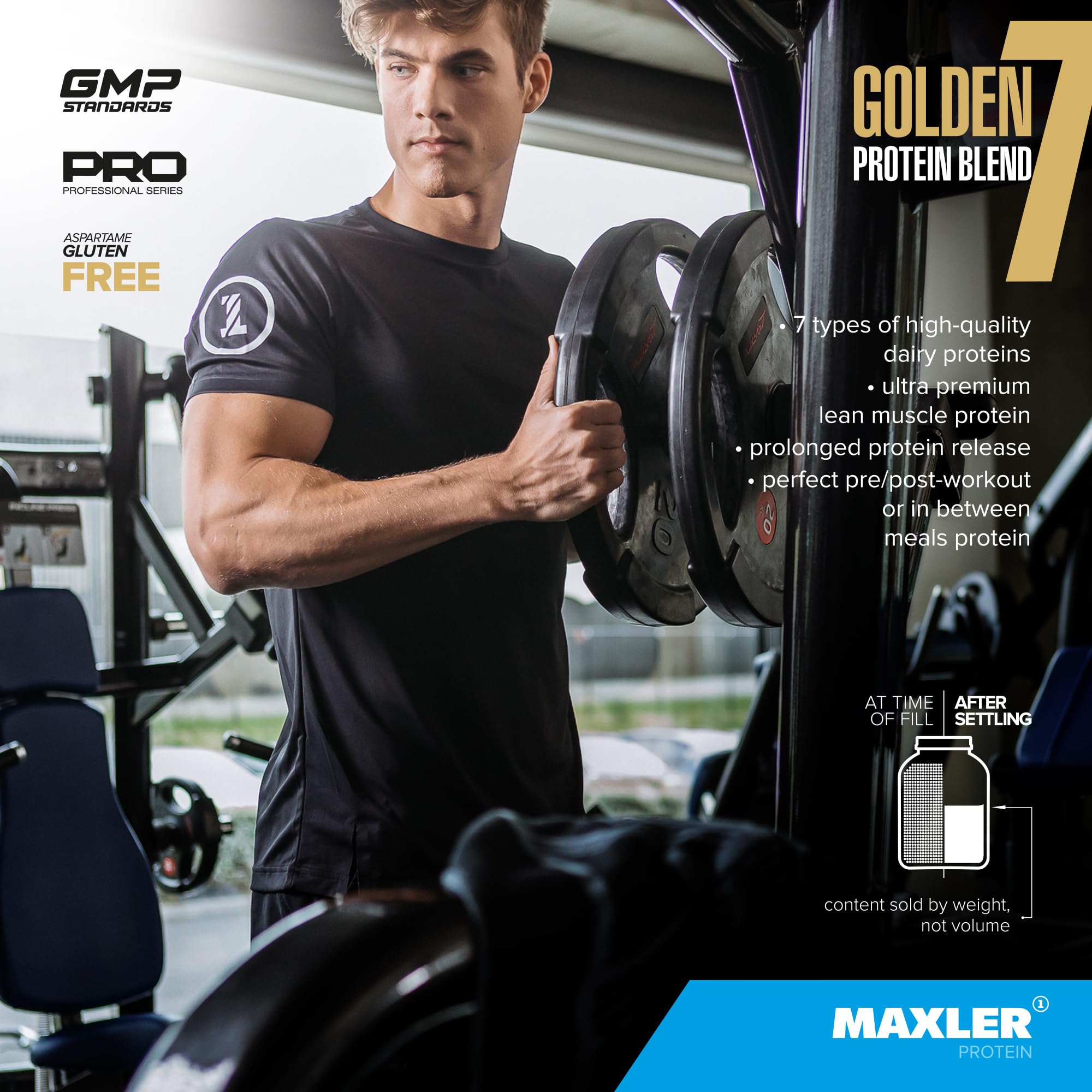 Maxler Golden 7 Protein Blend - Protein Powder for Muscle Gain & Recovery - Milk Chocolate Protein Powder 2 lb