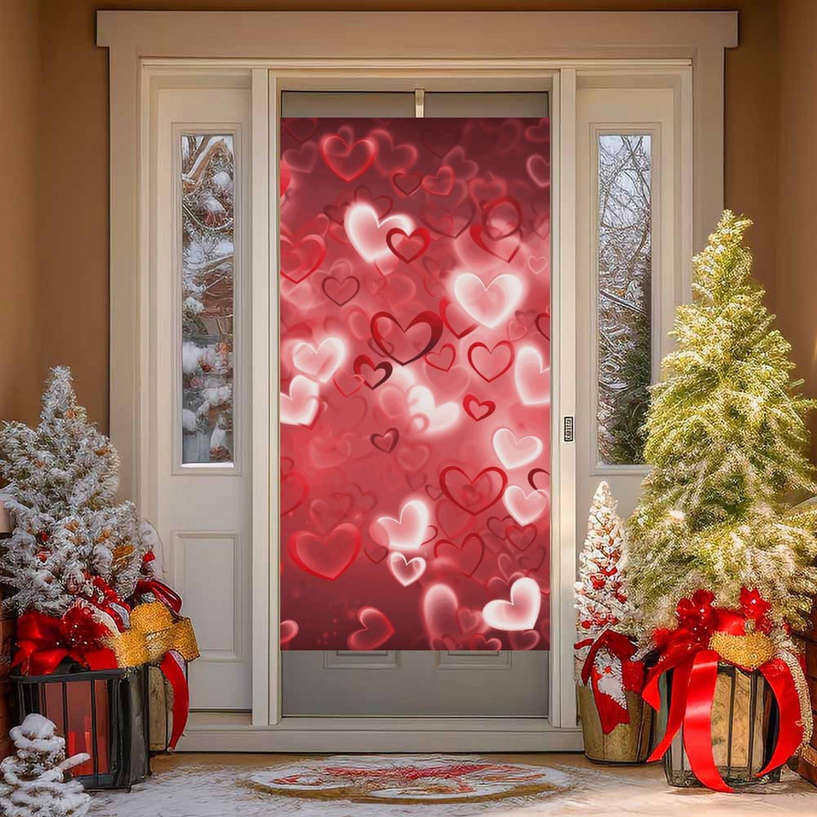 NONHAI Love Heart Door Cover Decoration Welcome Door Banner Porch Sign Photo Background DoorCurtains for Doorway Privacy Window Curtain Porch Cover Indoor Outdoor Decor 70.9x35.4in