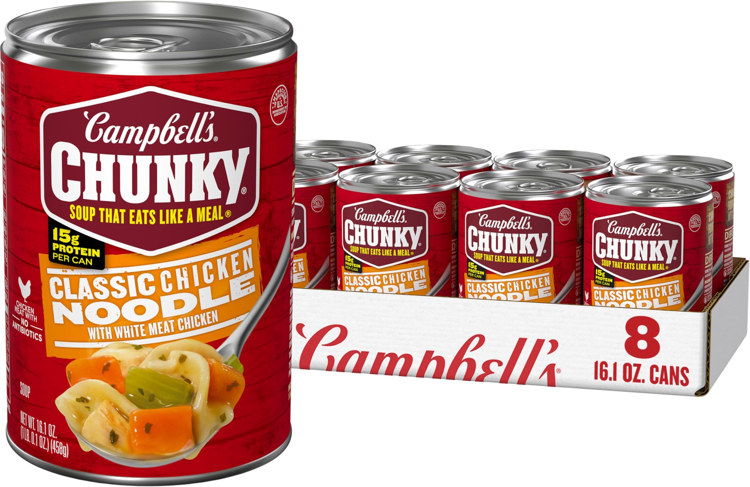 Campbell's Chunky Soup, Classic Chicken Noodle Soup, 16.1 Oz Can (Case of 8)