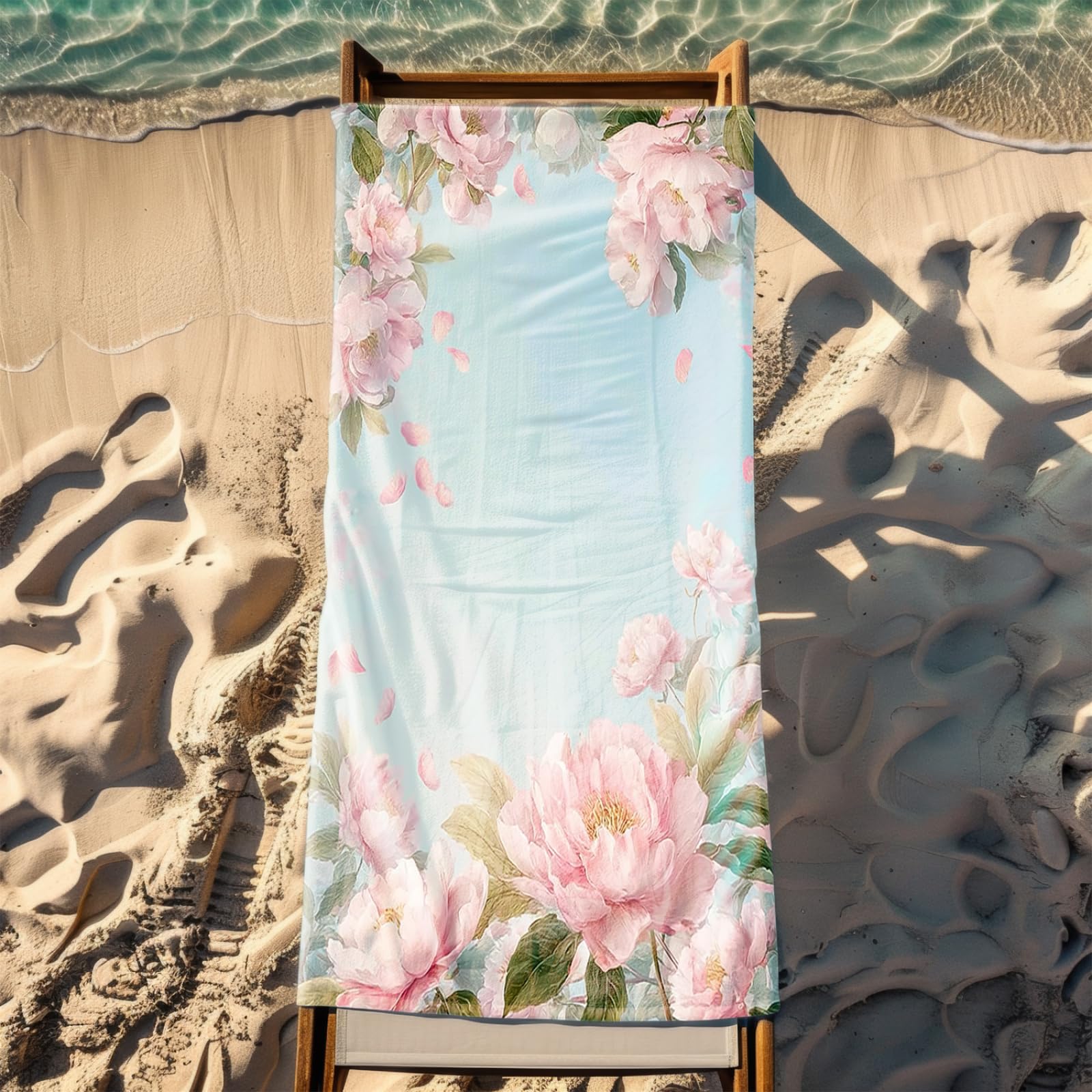 Genérico Toalla Playa Grande Flor Rosa Cielo Azul Microfibra Secado Rápido Oversize Toalla Sin Arena Súper Ligera Piscina Camping Picnic Yoga Gimnasio Y Deportes Viaje