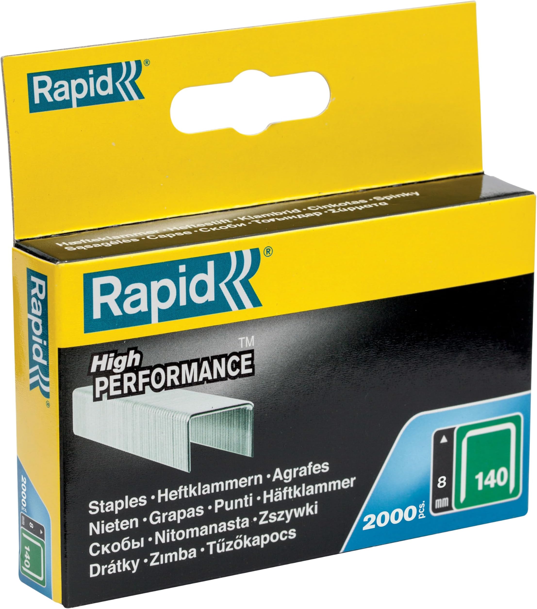 High-Performance Staples for Insulation, Thin Plastics, Cardboard and Carpets Flatwire No. 140, Leg Length 8mm, Staple Gun Staples, Galvanised Steel, 2000 Pieces, Boxed (11908131)