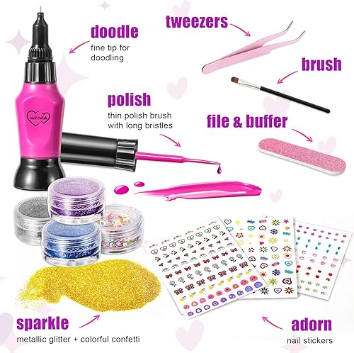 Miniatura 2 de Kit de esmalte de uñas para niñas de 7 8 9 10 11 12 años, estudio de arte de uñas para niñas, kit de arte de uñas juguetes con esmalte de uñas,