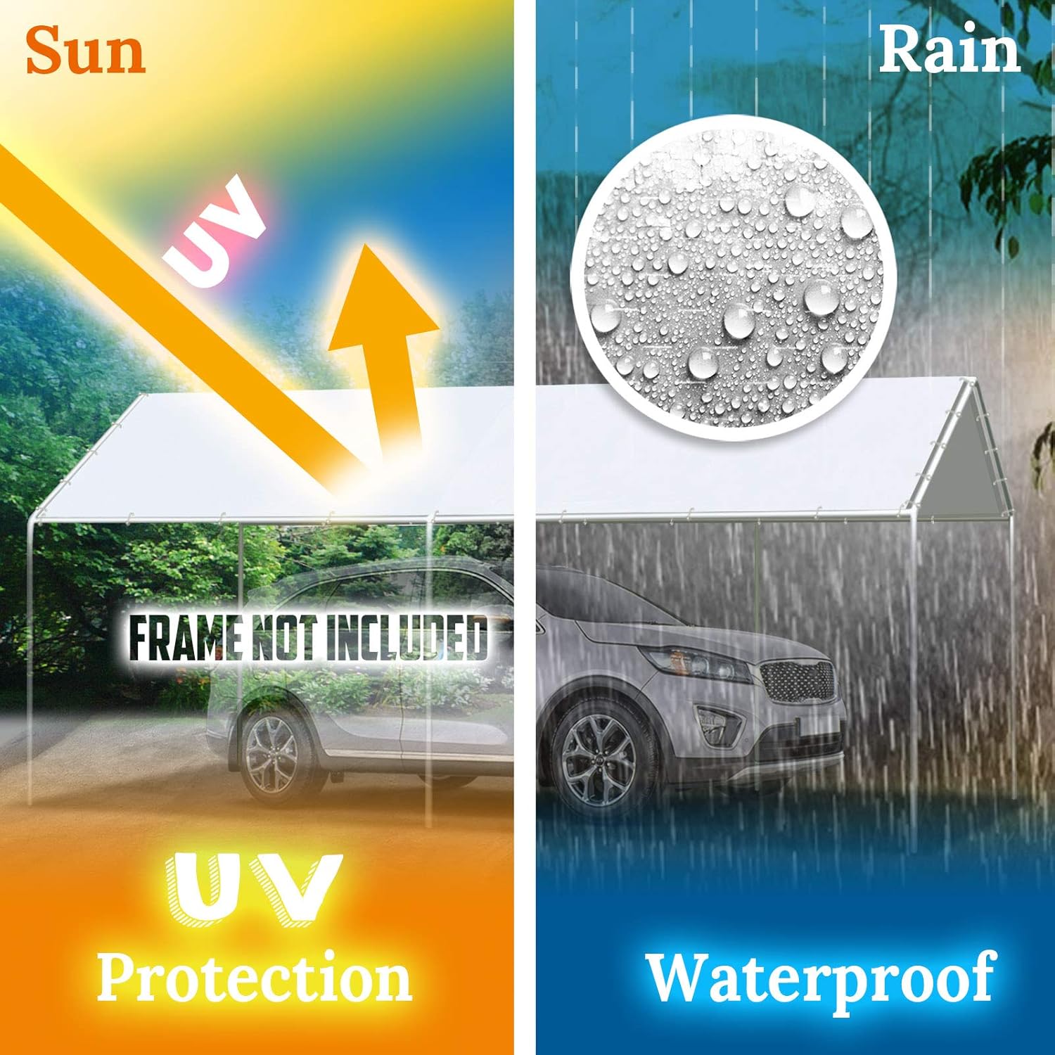 Flаѕh Sаlе BenefitUSA 10x20 ft Carport Replacement Canopy Garage Top Cover Tent Shelter Tarp with Ball Bungee Cords, Canopy ONLY (Without/Edge) Bеѕt Cуbеr Dеаlѕ 🔥 BenefitUSA 10x20 ft Carport Replacement Canopy Garage Top Cover Tent Shelter Tarp with Ball Bungee Cords, Canopy ONLY (Without/Edge)