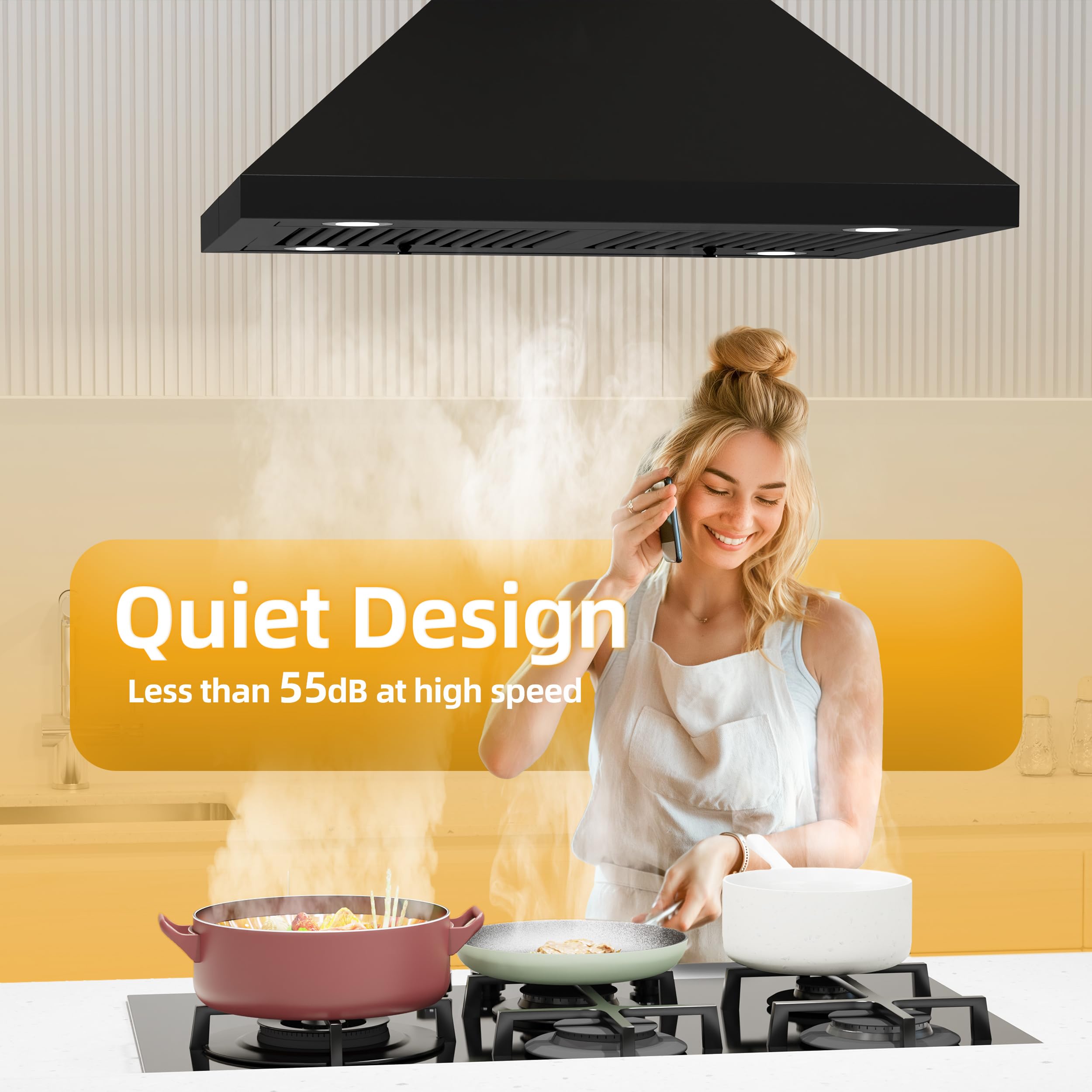Campana extractora Island Mount de 30 pulgadas, 700 CFM con conductos o sin conductos, campana de cocina convertible, estilo pirámide, campana extractora de montaje en techo con detección de 8
