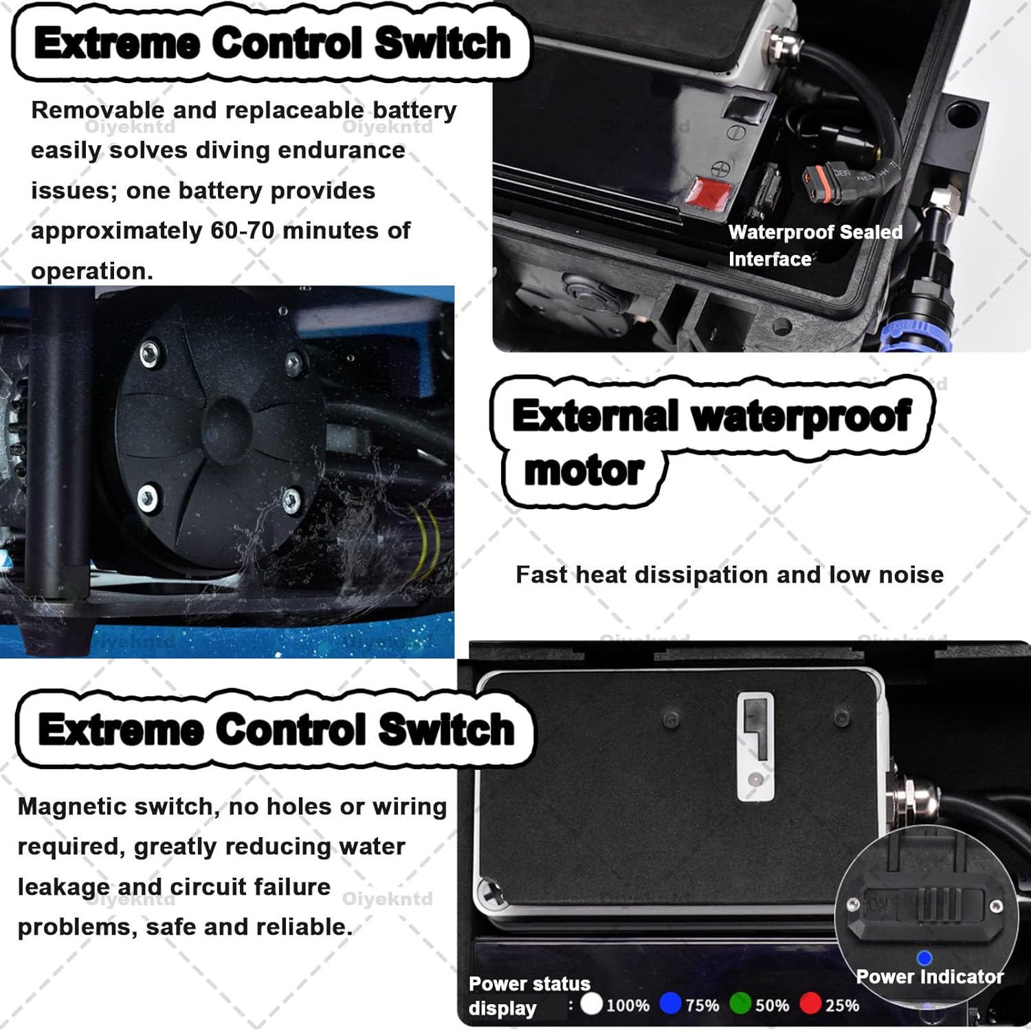 Diving Ventilator, Tankless Diving System, Underwater Breathing Device Portable Rechargeable Electric Diving Tespirator with 9m Hose & Breathing Regulator, 60-70Min Endurance Blue-1Battery