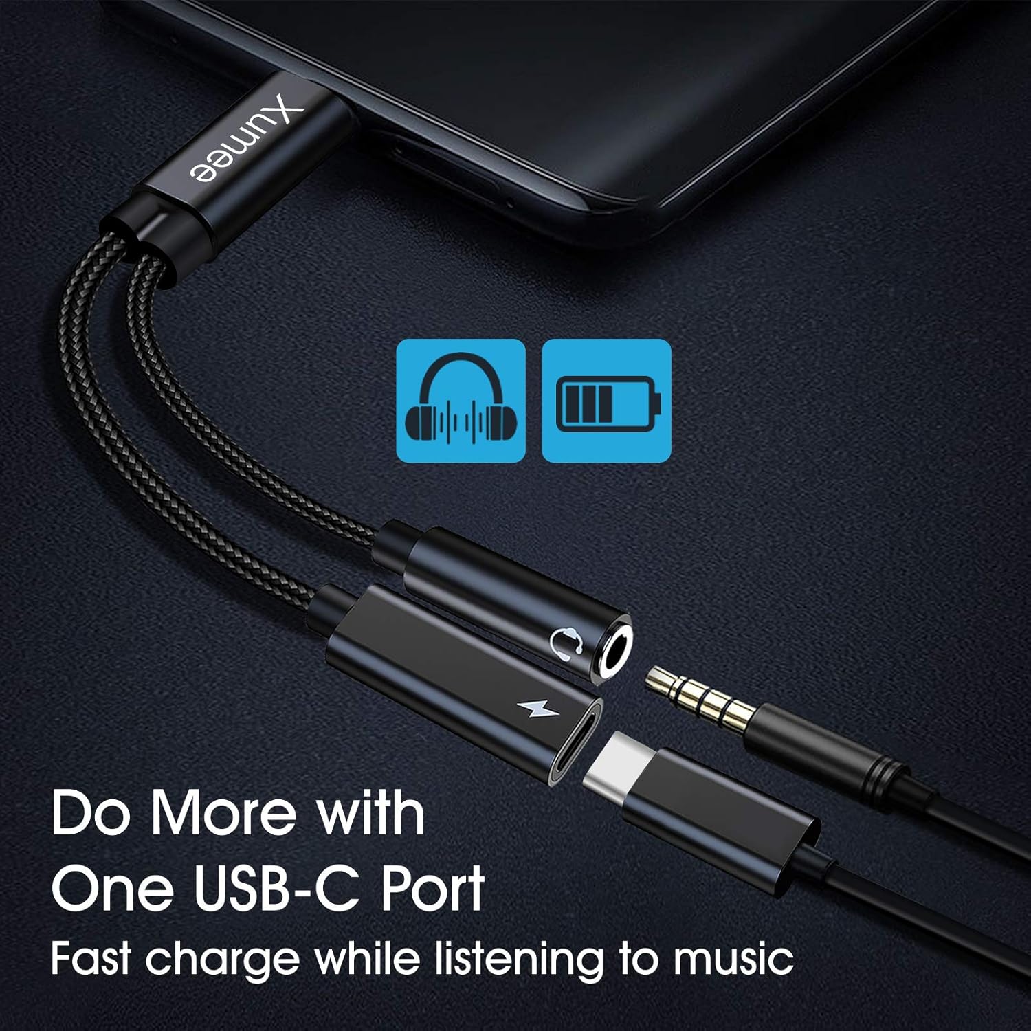 USB Type C to 3.5mm Headphone and Charger Adapter,2-in-1 USB C to Aux Audio Jack Hi-Res DAC and Fast Charging Dongle Cable Cord Compatible with Pixel 4 3 XL, Galaxy S21 S20 S20+ Plus Note 20 (Black)