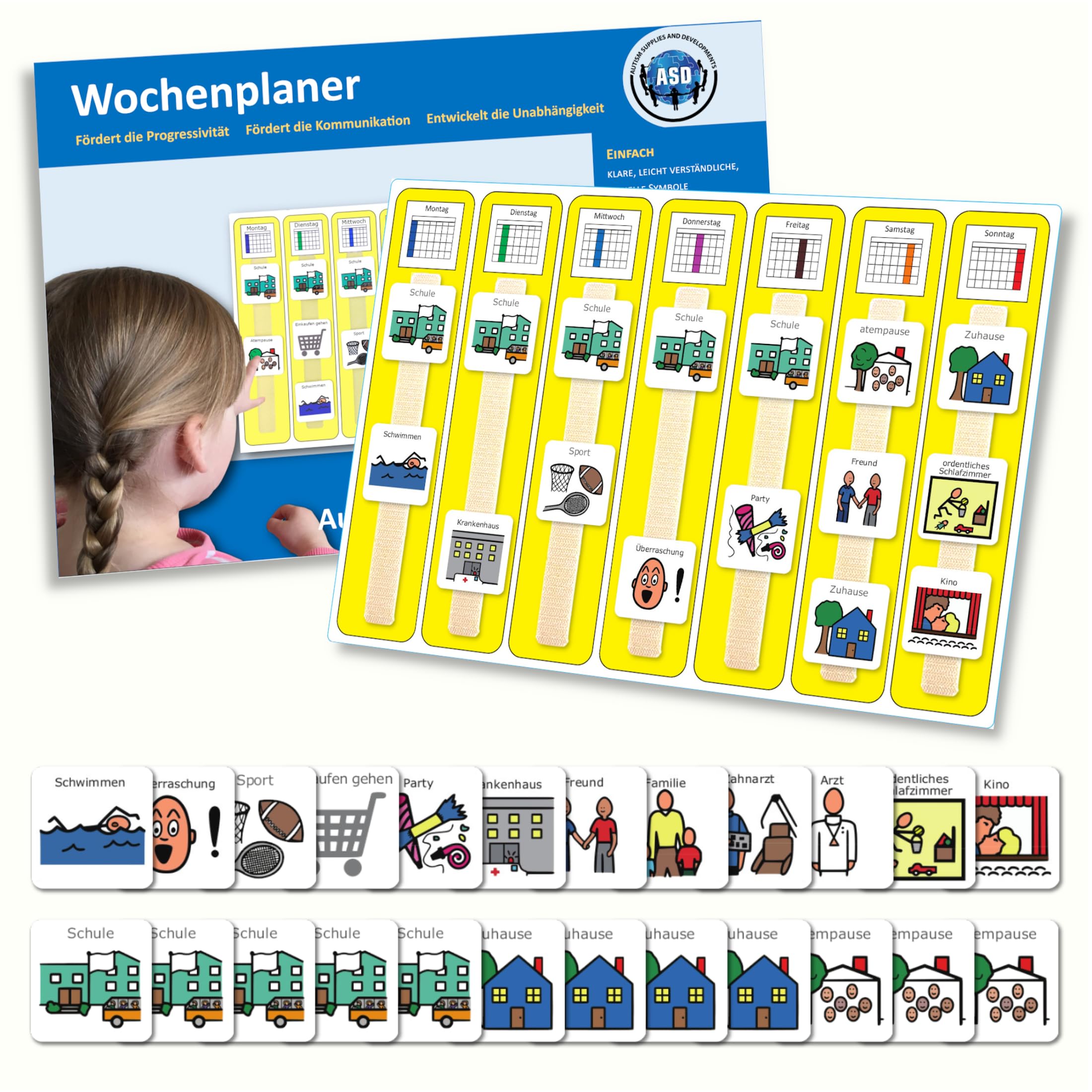 Autism Supplies & Developments, Plastic Visual Weekly Planner (German) — image 1