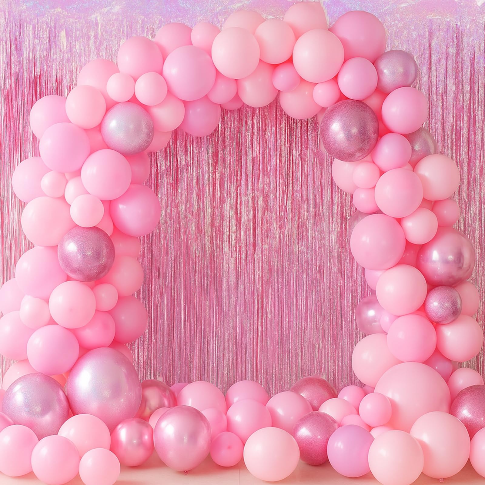 Pink Foil Fringe Backdrop - 3.3x6.6ft -8