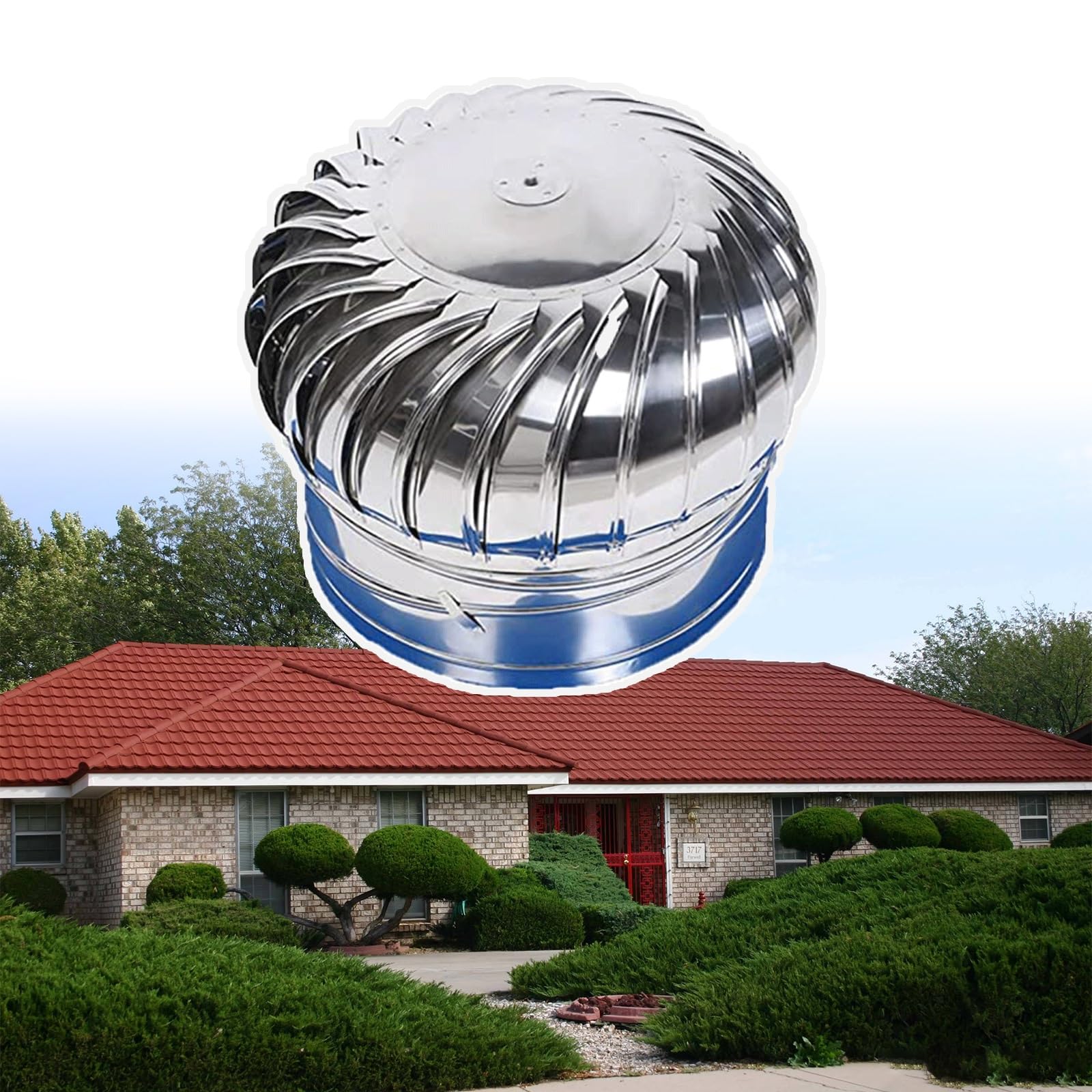 IvyLoutish 110mm/4.3in, 304 Roof Wind Turbines Cap Vent, Rotating Ventilator Cap, for Ducts, Factories, Farms, Houses, for Chimney Outlet Unpowered Rotation Rainproof Ventilator
