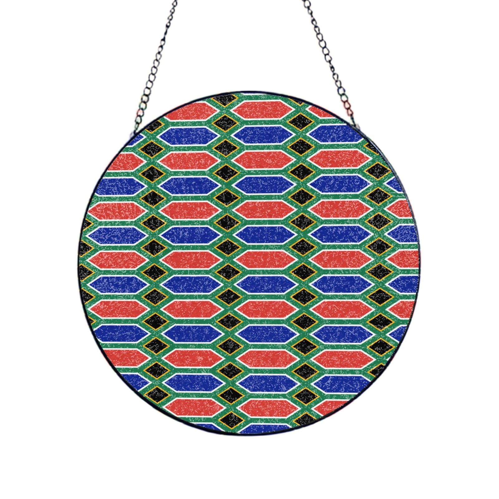 South Africa Flag Print Glass Sun Catcher For Windows Hanging Garden Ornament Womens Gift