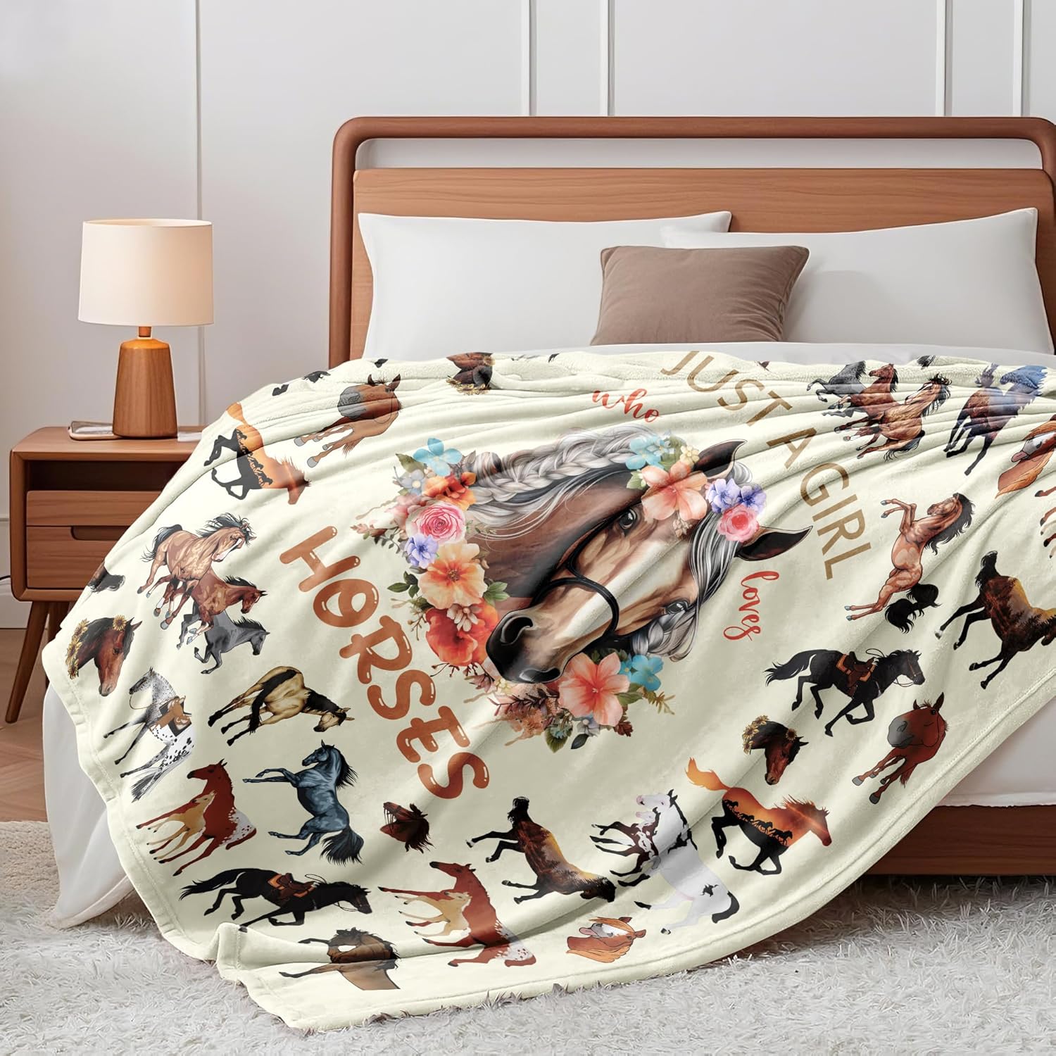 Horse Blanket Gifts for Girls Women Animal Horse Stuff Lovers Horses Throw Blanket Bedroom Decor 80"x60"