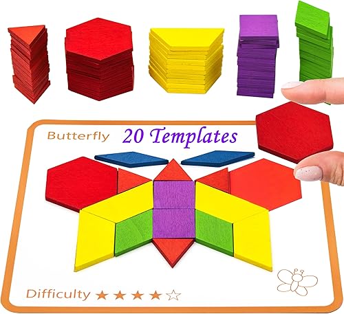Actividades para pacientes con demencia, 80 piezas de rompecabezas de tangramas de madera para personas mayores, patrón de forma colorida Alzheimer,