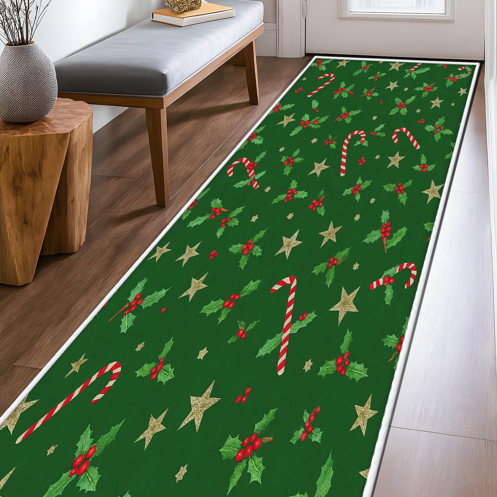Tapis de couloir sucre d'orge antidérapant et résistant à poils ras pour cuisine et entrée