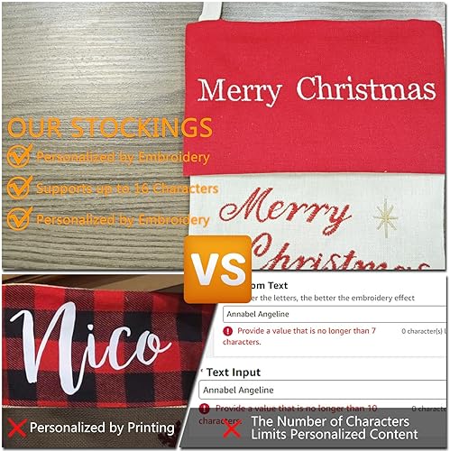 Miniatura 6 de DearSun - Calcetas personalizadas para Navidad, de 46 cm, nombres bordados