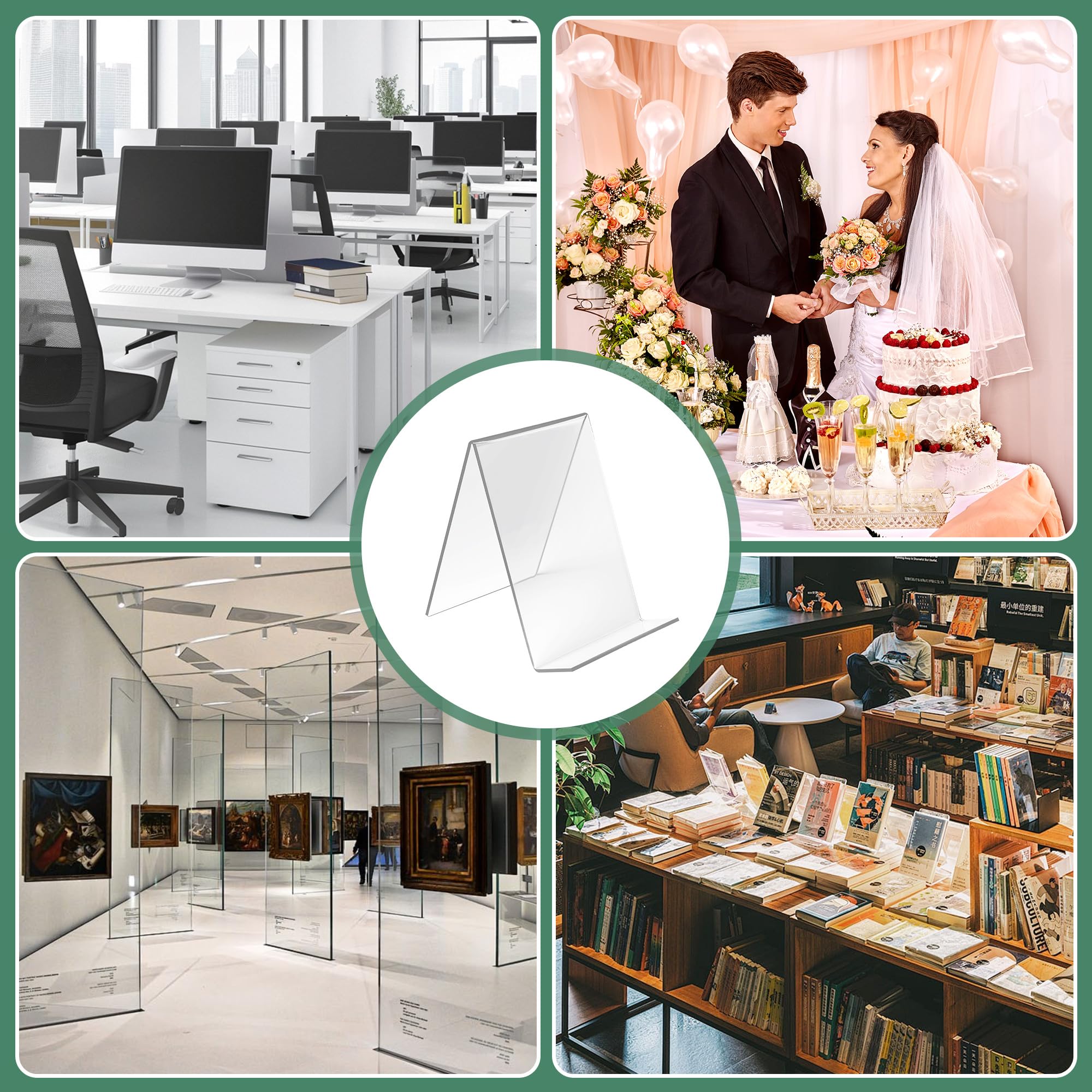 14 Pcs Sujetalibros de Acrílico Transparente 3mm, 10 x 11.5 x 13 cm, Sujeta Libros Estantería Antideslizante, Sujetalibros Estantería, Soporte Libros Organizador para Oficina Escuela Biblioteca Hogar