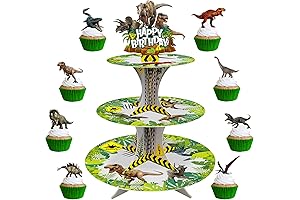 Dino Cupcake Toppers and Stand for Boys Dinosaur Party