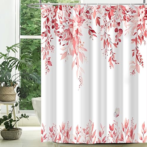 Miniatura 9 de Cortinas de ducha de eucalipto para baño, hojas de acuarela verde salvia con juegos de cortinas de ducha florales con ganchos, decoración de baño