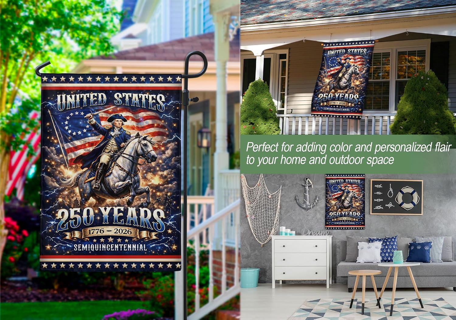 250 Anniversary Usa Flag, 1776-2026 Commemorative, 250th Anniversary Patriotic Design, Doubleided Outdoor Yard Decoration For Independence Day, Garden Flags For Outside 3 (12x18 Inch)