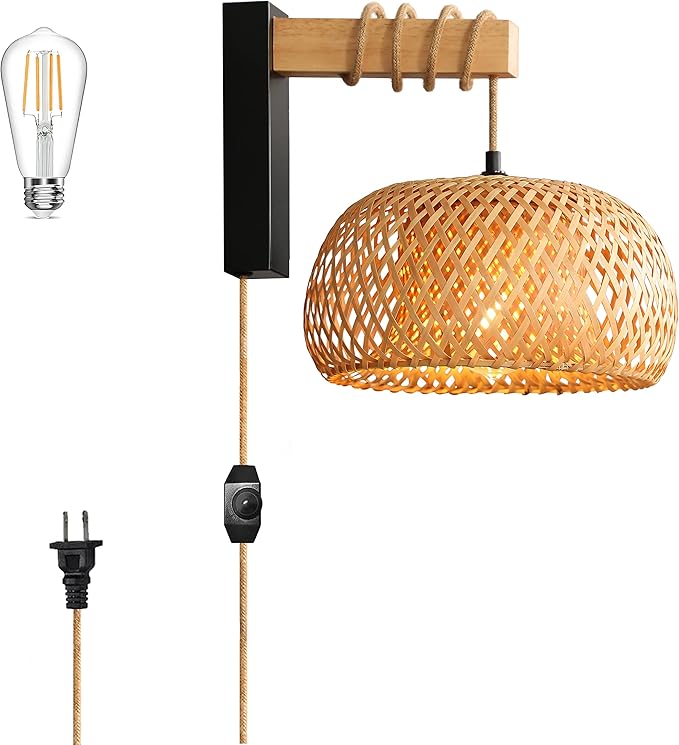 Plug in Wall Sconces,Wall Lamp with Plug in Cord and Dimmable Switch