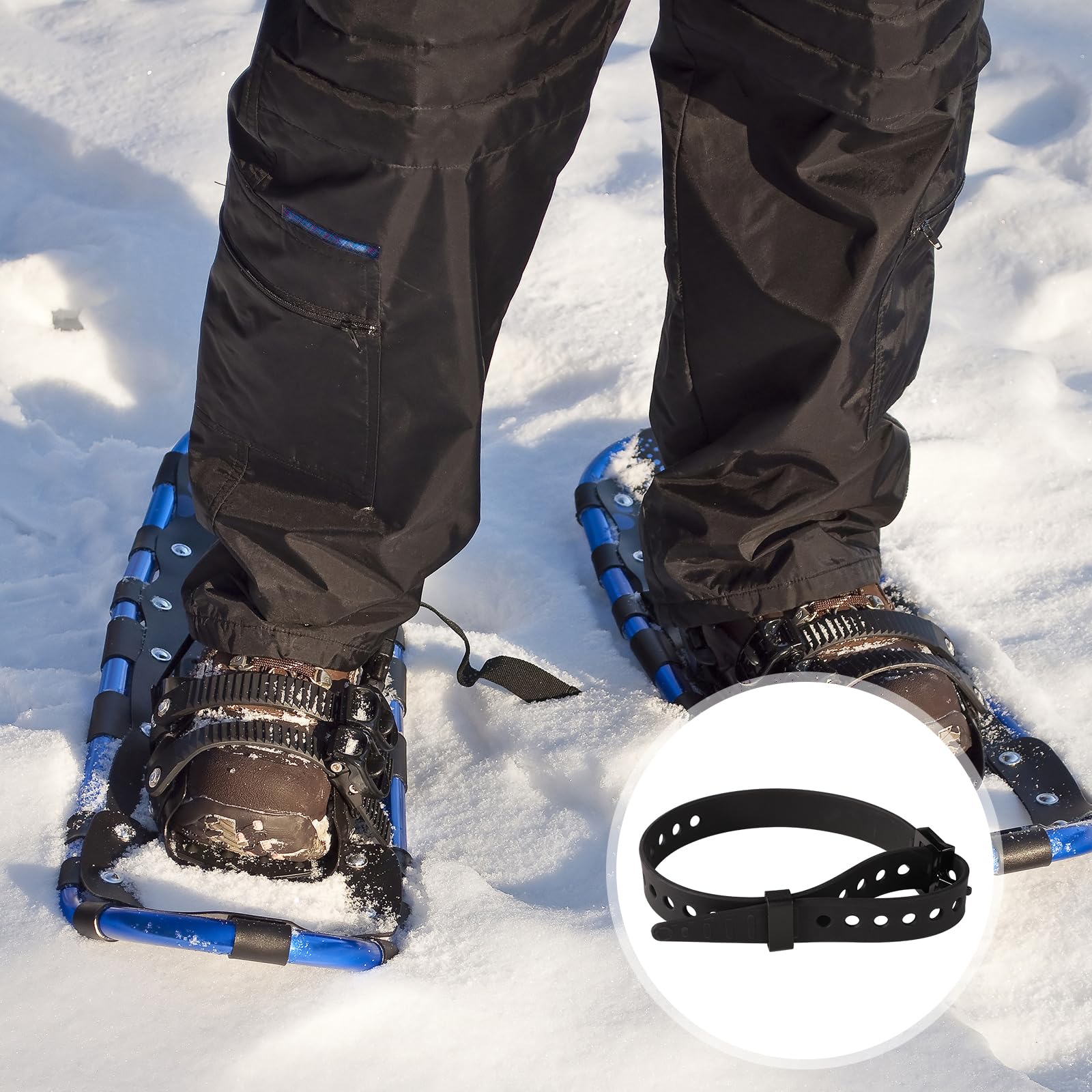 Lot de 4 Sangles de Raquettes à Neige, 48 x 2 cm Sangles de Fixation de Snowboard Sangles de Rechange Réglables pour Raquettes à Neige pour Enfants, Adultes, Hommes et Femmes