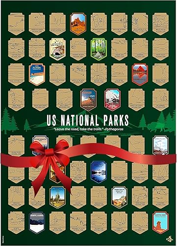 Miniatura 9 de Póster original para raspar los parques nacionales de Estados Unidos con herramienta de rascar, paquete de tubo a prueba de daños listo para regalo