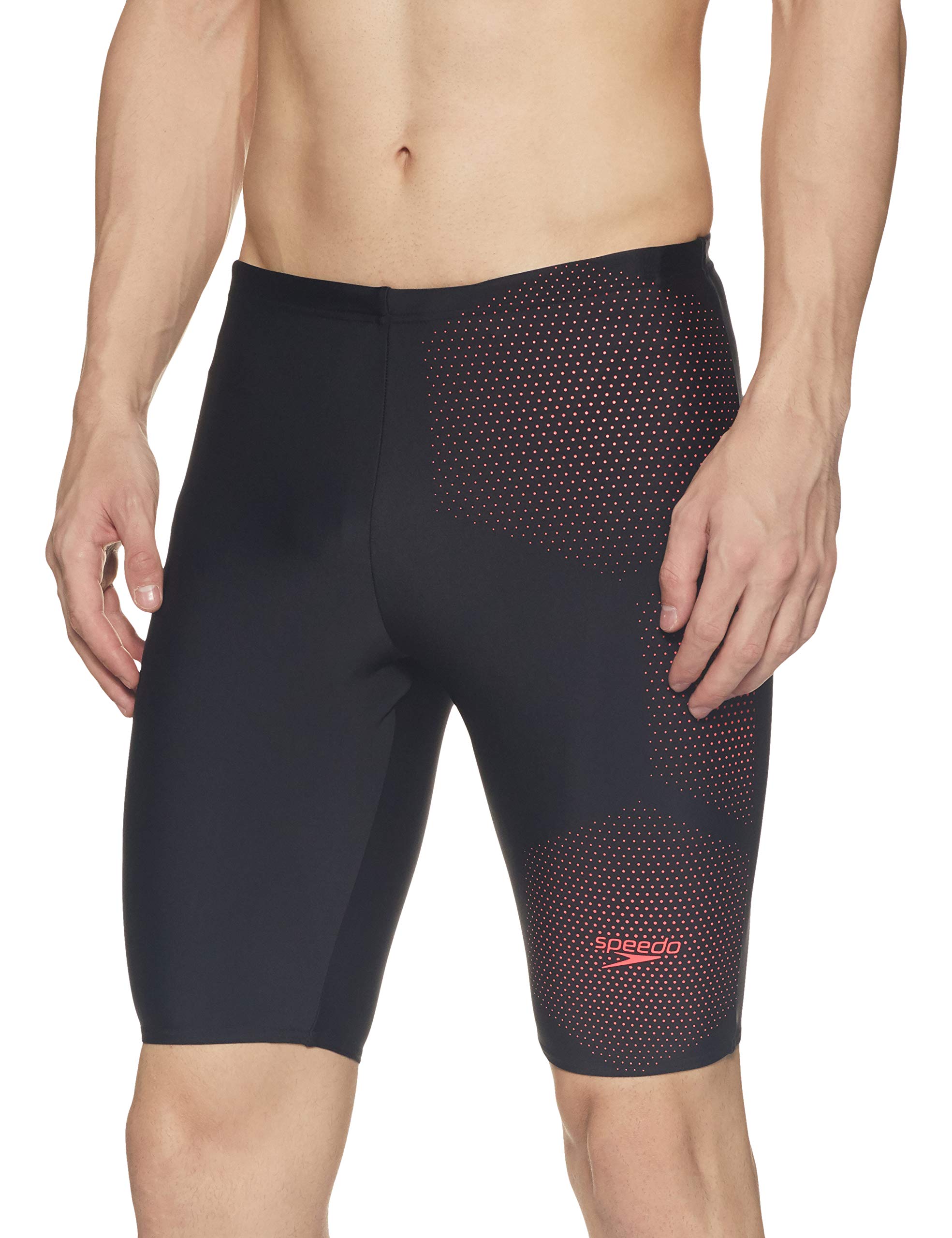 SpeedoMen's Endurance Tech Placement Jammer - Black & Phoenix Red