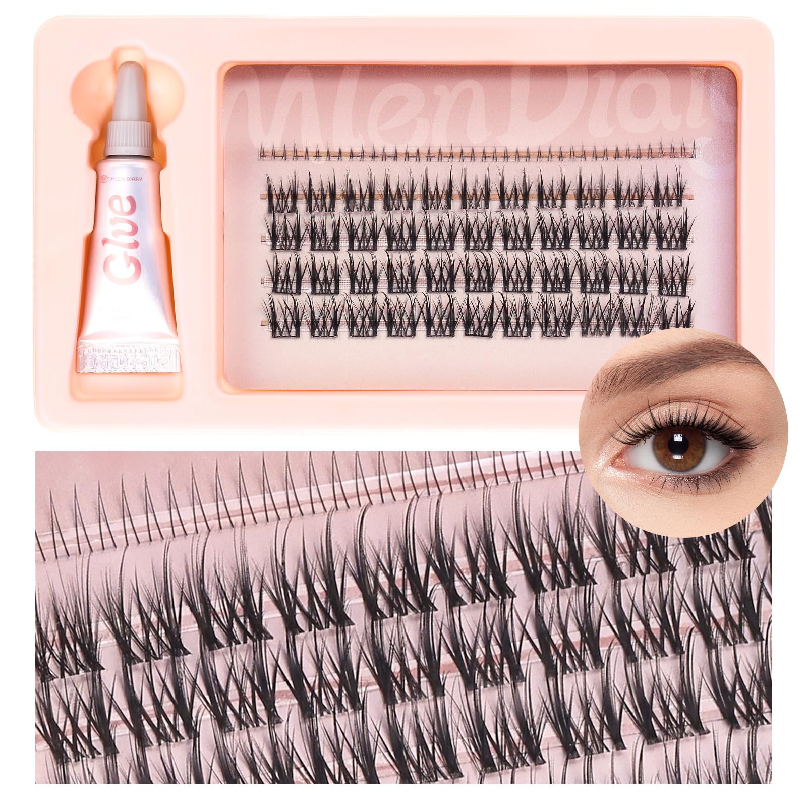 Lash Clusters DIY False Eyelash Extension Kit 11-13mm Mixed Individual Lashes Natural Look 44 Pcs Upper & 40 Pcs Lower Lashes for Make Up