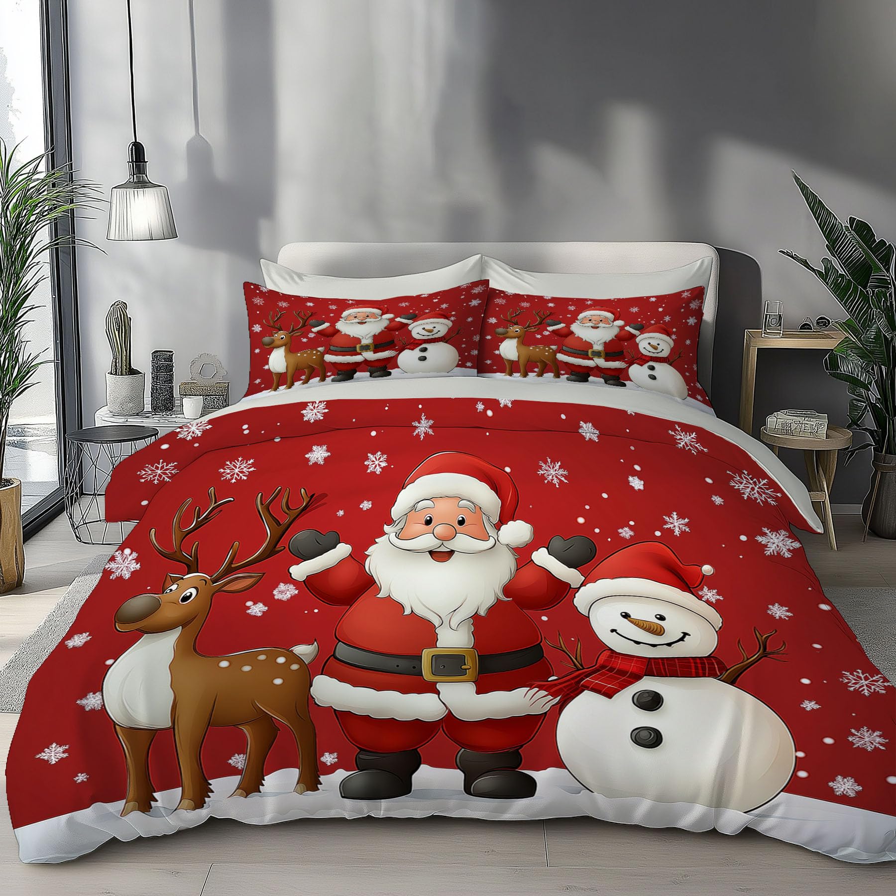 Housse de couette Noël 220x240cm zippée pour en finir avec la couette qui glisse
