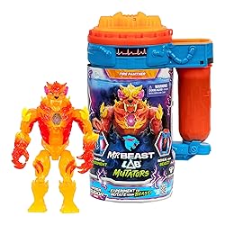 MRBEAST LAB Hyper Fusion Mutators, Experiment & Create The Fire Panther, Add Mutation Fluid, Press The Fingerprint Scanner & Reveal The Panther, Over 20 Points of Articulation, Collect All 3