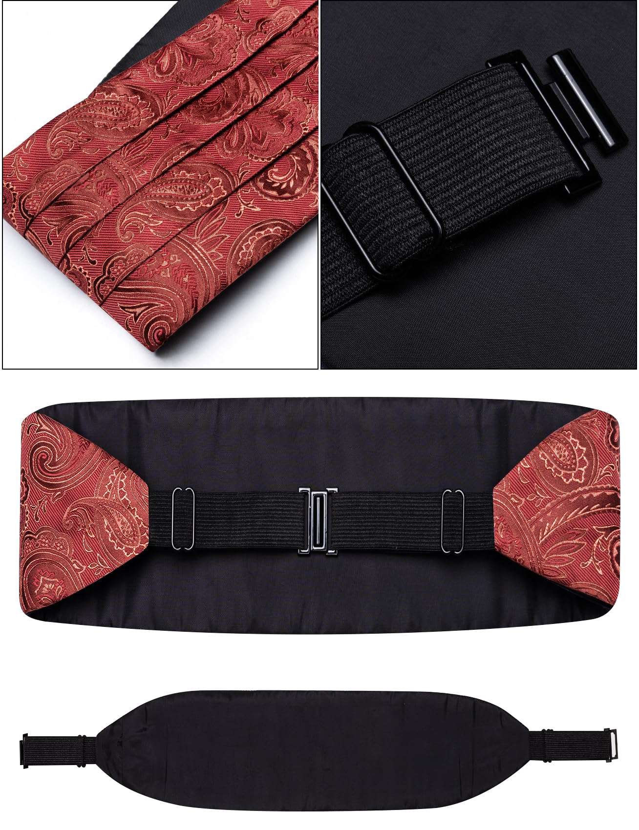 Ensemble nœud papillon et ceinture de smoking pour homme avec nœud papillon pré-noué et poche carrée