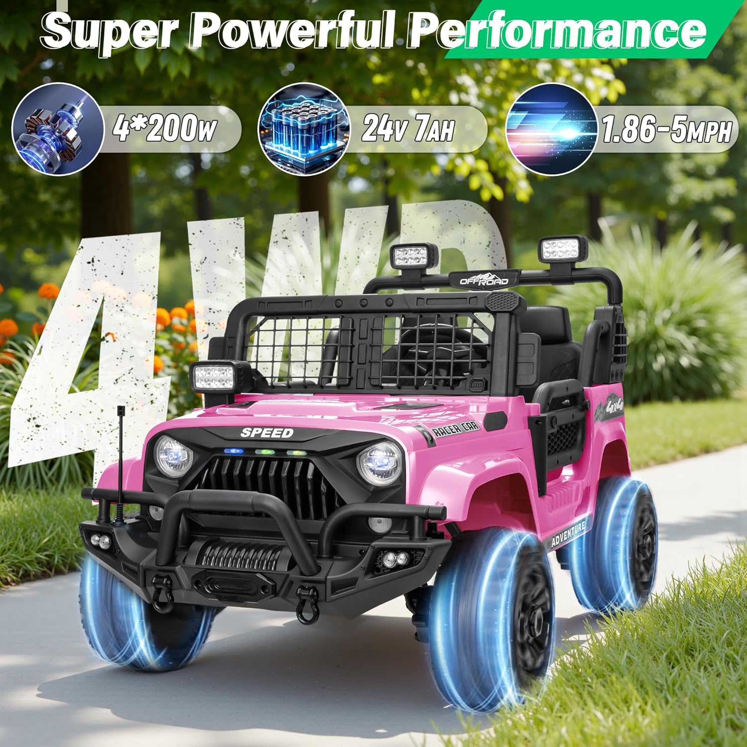 Car for Kids, XL 24V 2 Seater Ride On Electric Car w/Remote Control, 24volt Battery Powered Electric Vehicle w/ 20" Large Seat, 130lbs Weight Capacity, Bluetooth