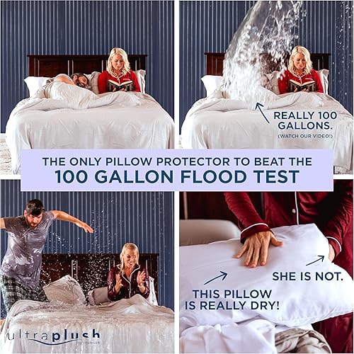 Miniatura 3 de UltraPlush - Juego de 2 protectores de almohada impermeables para cama king