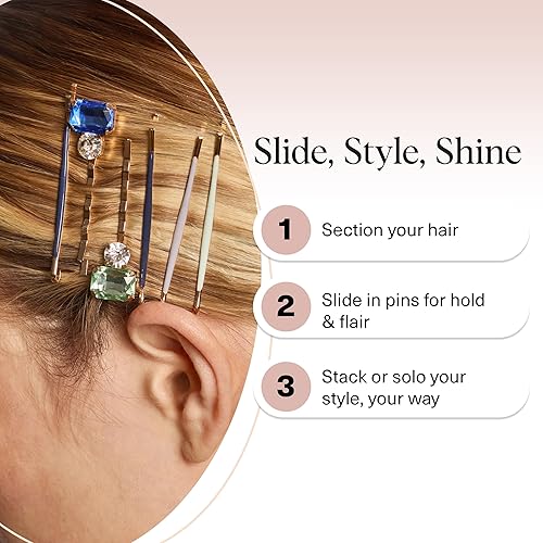 Miniatura 7 de Kitsch Mini alfileres decorativos  Horquillas de metal de moda para cabello de mujer  Pasador de Bobby pequeño para cabello fino  Alfileres rubios