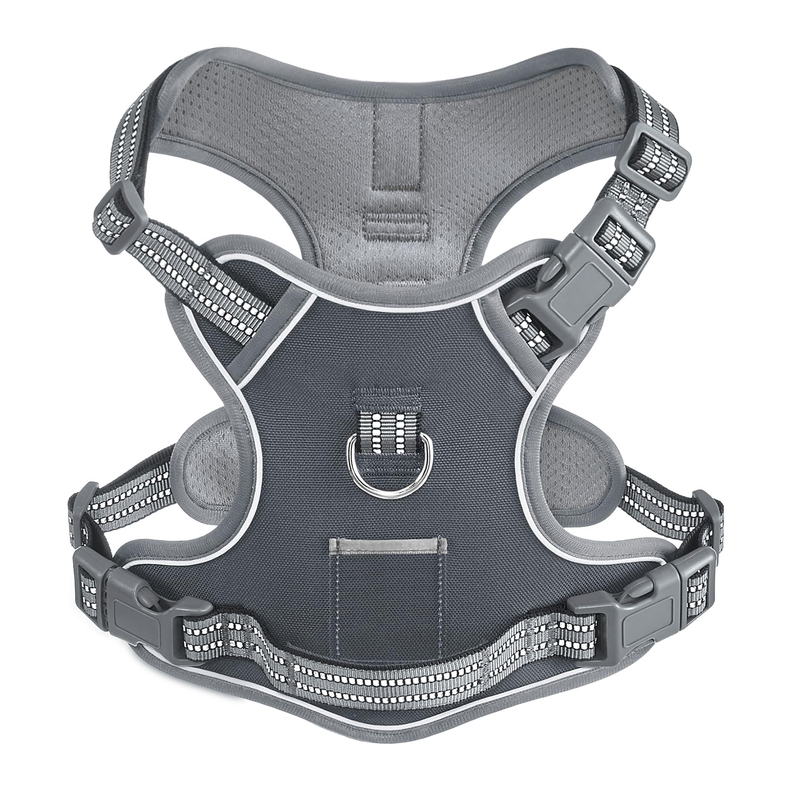 AUNZO No-Pull Adjustable Dog Harness for Small Dogs,Easy Control with Handle, Havanese Chihuahua Puggle, Inescapable, Ez Walking, Safe Reflective Strips, No Rub,No Choke, Gray, S