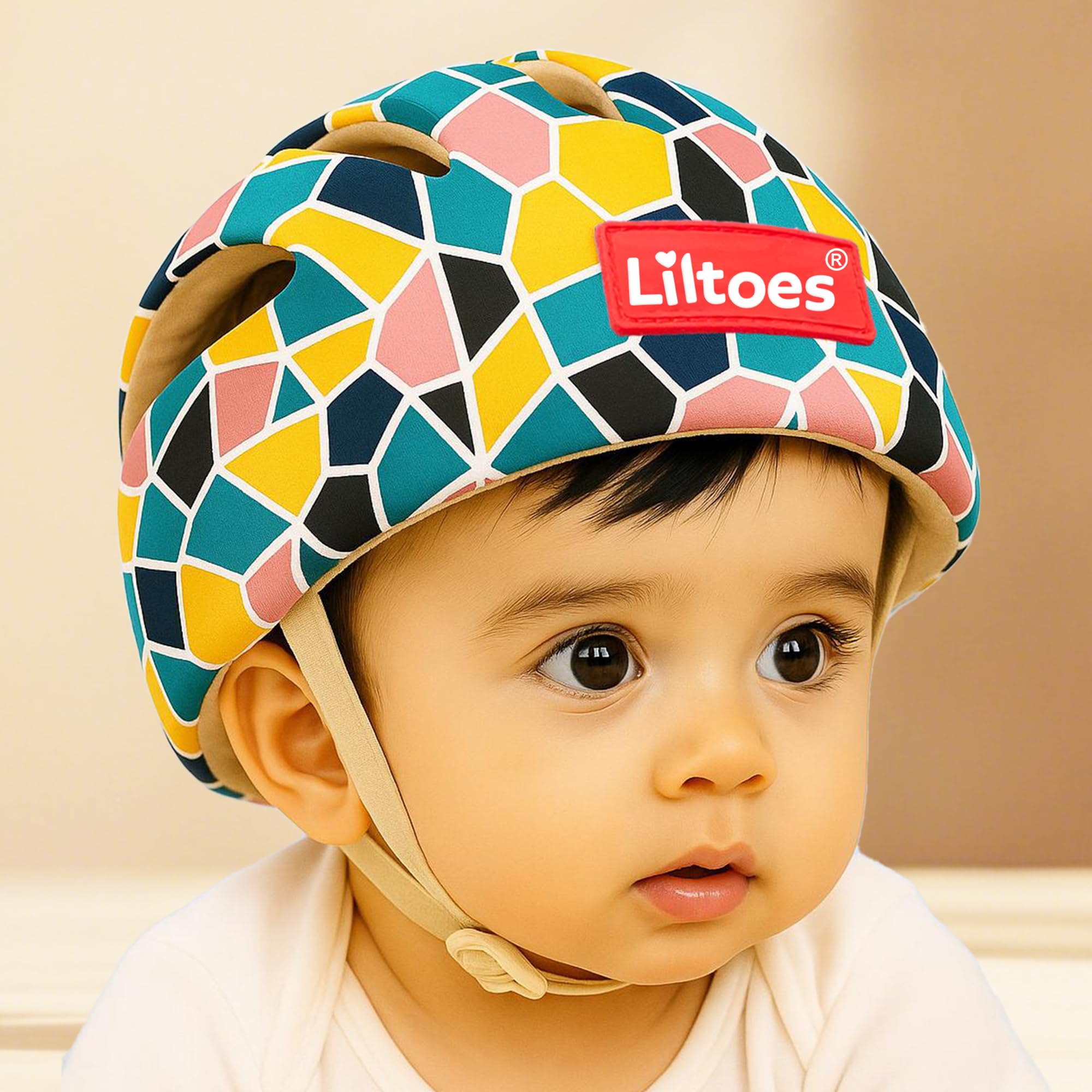 LILTOES Baby Head Protector for Safety of Kids 6M to 60M- Baby Safety Helmet with Proper Air Ventilation & Corner Guard Protection (Mosaic)
