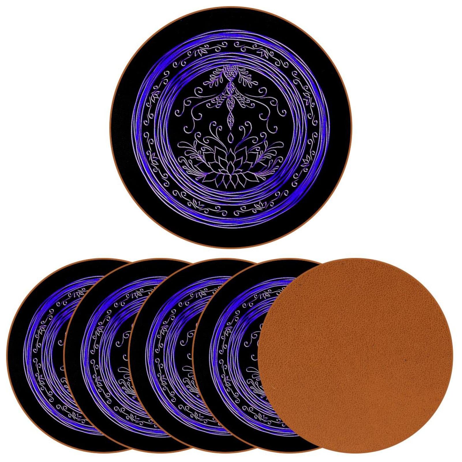 Runde Untersetzer mit Blumenmuster für Getränke, 6 Stück, Tischschutzmatte für Weingläser, Tassen und Tassen, wiederverwendbar im Büro, Küche, Bar, 10,9 cm