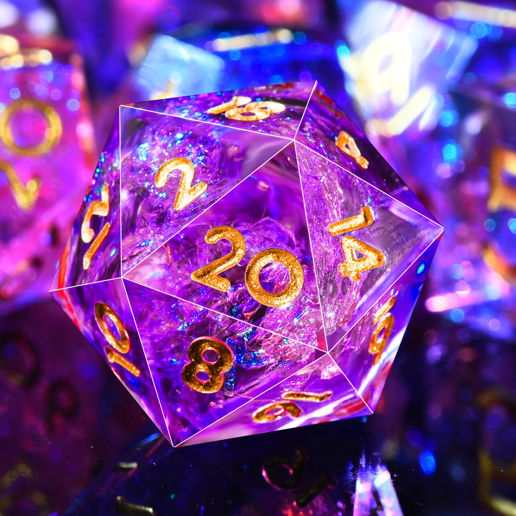 SIQUK 7 Pezzi Dadi Poliedrici Dadi da Gioco Polyhedral Dadi 7-Die DND Dice Set D4 D6 D8 D10 D12 D20 D% per DND RPG MTG Dungeon and Dragons, Pesca & Blu