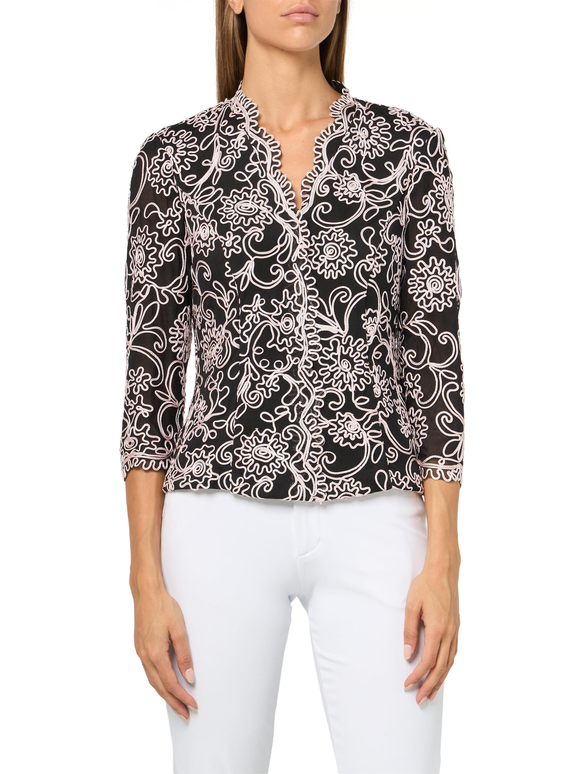Alex Evenings Stretch Embroidered Blouse