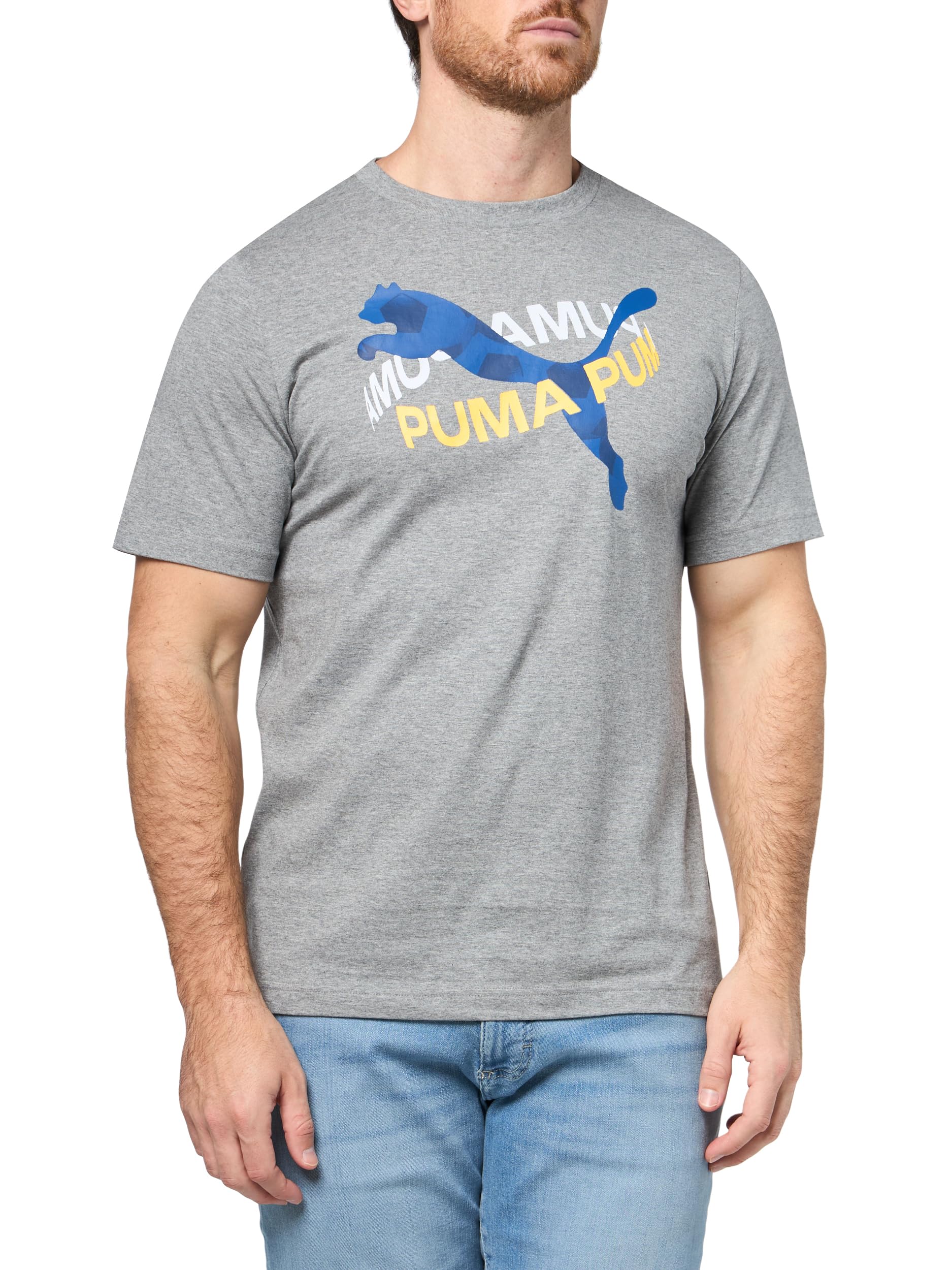 Puma Men's Medium Gray Heather Rotate Ah25 Graphic T-Shirt (Available In Big And Tall Sizes), S