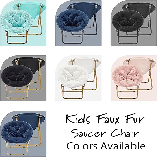 Miniatura 42 de Heritage Kids Silla plegable de piel sintética blanca con base dorada de 23 pulgadas Kids Saucer™ Blanco con base dorada,Negro con base negra,Negro