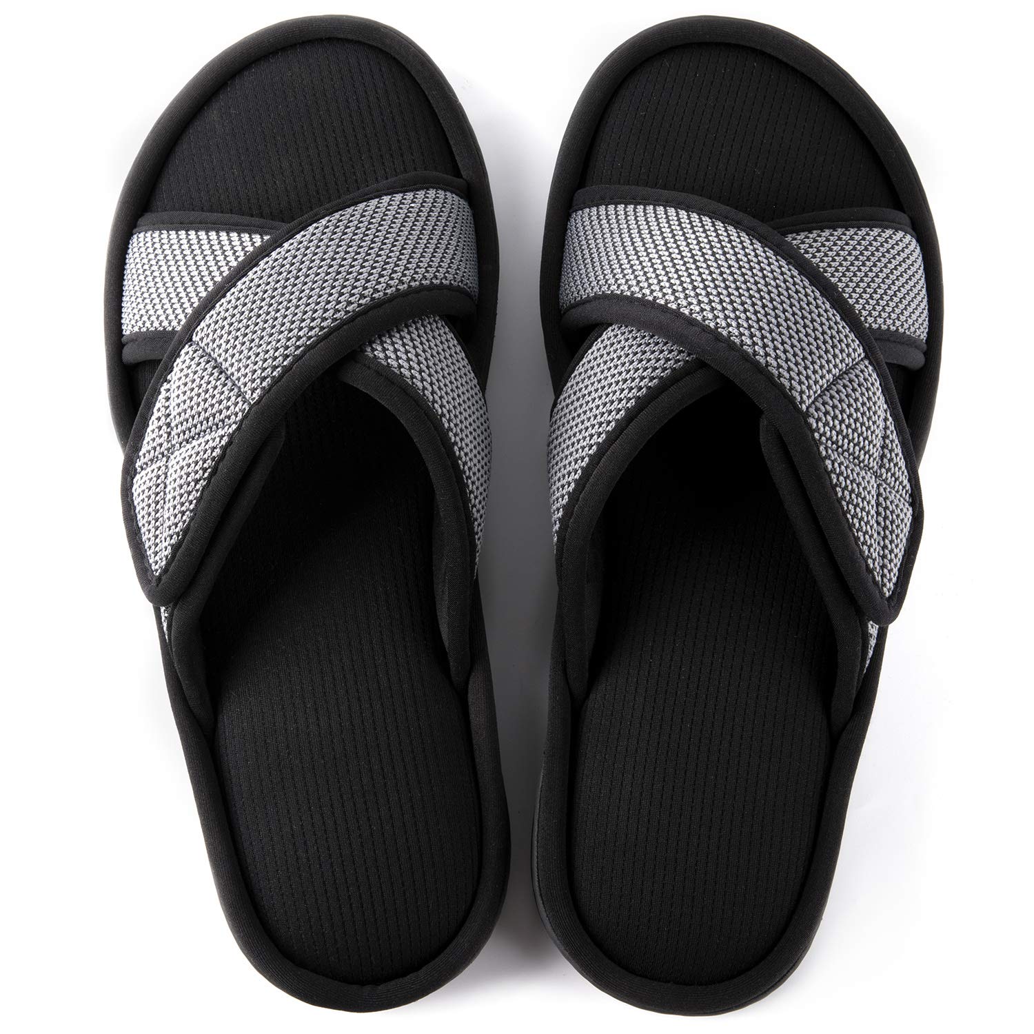 ULTRAIDEASWomen's Men's Memory Foam Slide Slippers, Slip-on Open Toe Cross Brand House Shoes with Anti-Skid Rubber Sole