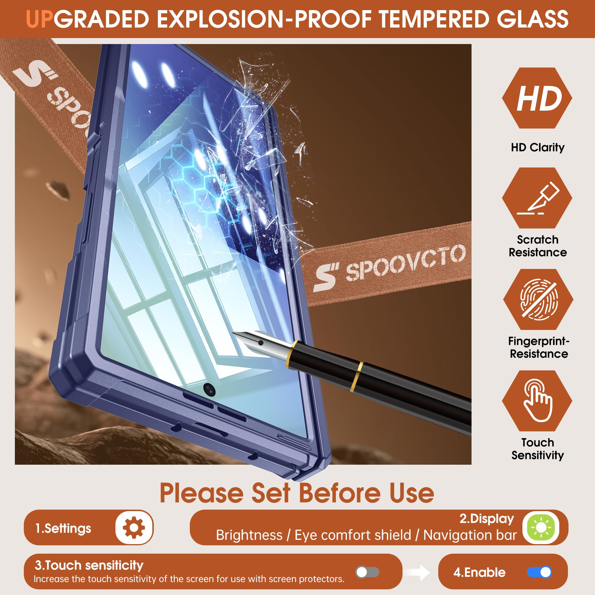 Custodia per Samsung Galaxy Z Fold 7: doppio supporto orizzontale/verticale, protezione per cerniere standard militari, compatibile con ricarica wireless, pellicola protettiva per display 9H