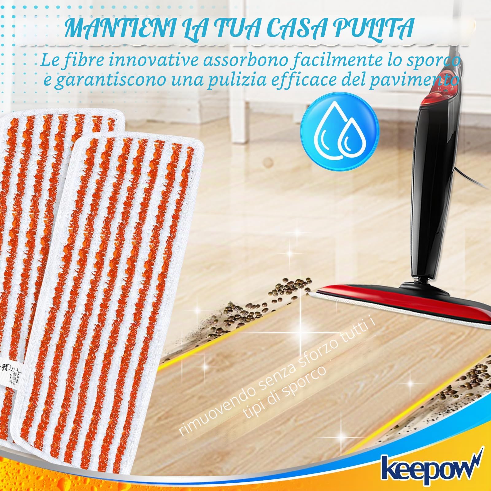 KEEPOW Steam PLUS XXL, 8 pezzi di ricambio per pulitore a vapore Steam Plus, rivestimento di ricambio lavabile per pulitore a vapore Steam XXL – con strisce resistenti