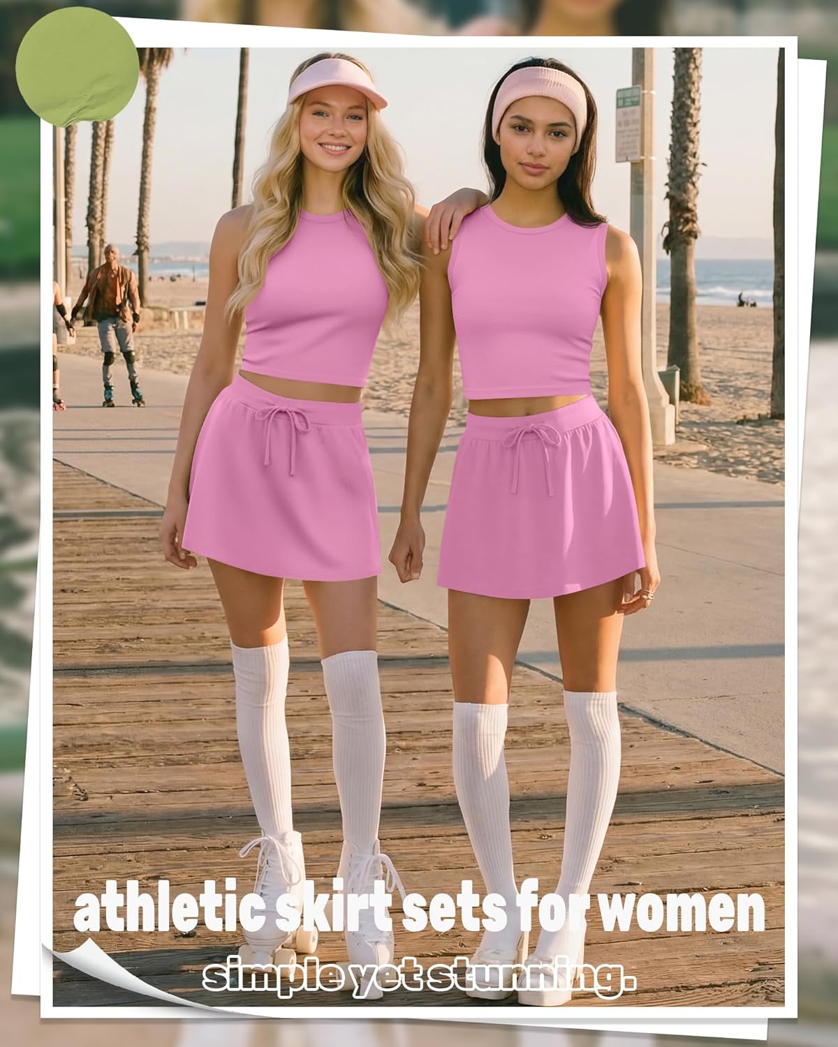 Two Piece Skirt Set for Women Cotton Athletic Summer Outfits Cropped Tennis Skirts Casual Lounge Matching Sets