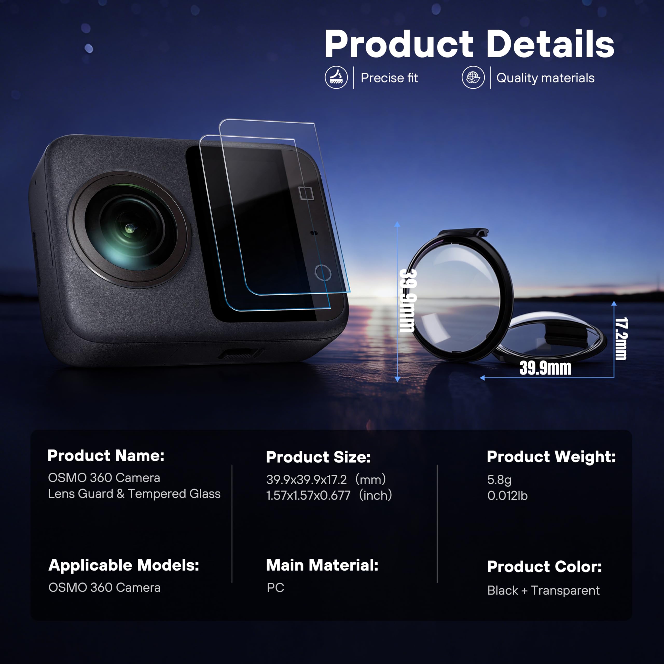 STARTRC PHOTO Pellicola protettiva per lenti DJI Osmo 360 accessori, PC per fotocamera Osmo 360, antigraffio, antipolvere, confezione da 2