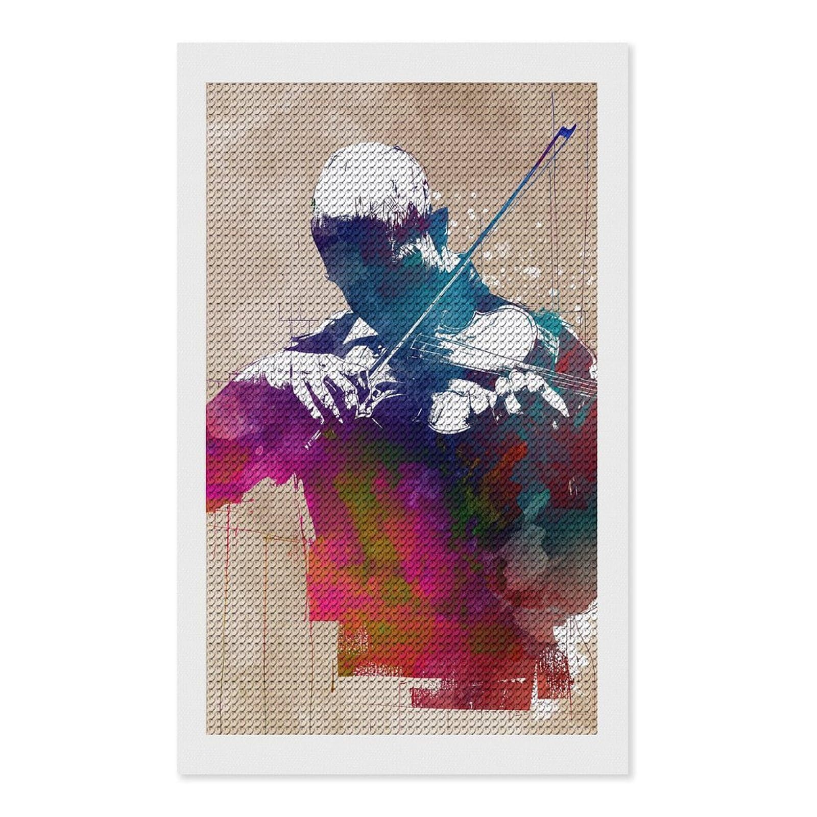 Junmoney Violinist Watercolor Art Diamond Painting Set 12"x20", Sparkling Round Gems, Decorate Your Room, Fun Craft Experience, Modern Decor
