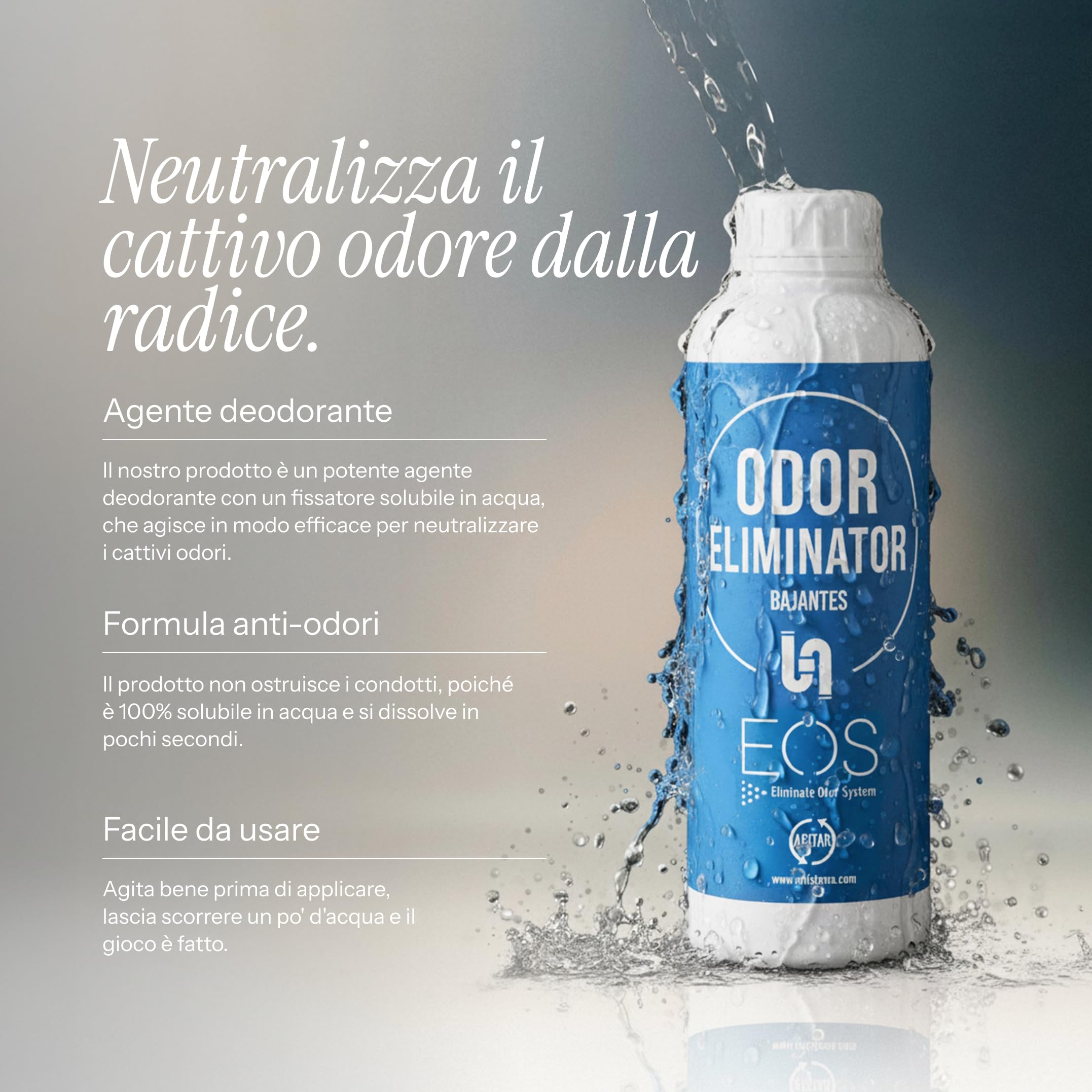 EOS - (1 litro) Fuido per Scarichi e Lavandini – Rimozione di cattivi odori da tubature, scarichi e lavandini, etc. Ha un effetto deodorante ed è stato progettato per eliminare i cattivi odori.